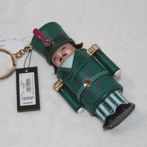 NWT Kate Spade Green Nutcracker Keychain Bag Charm Christmas gift - Picture 3 of 3